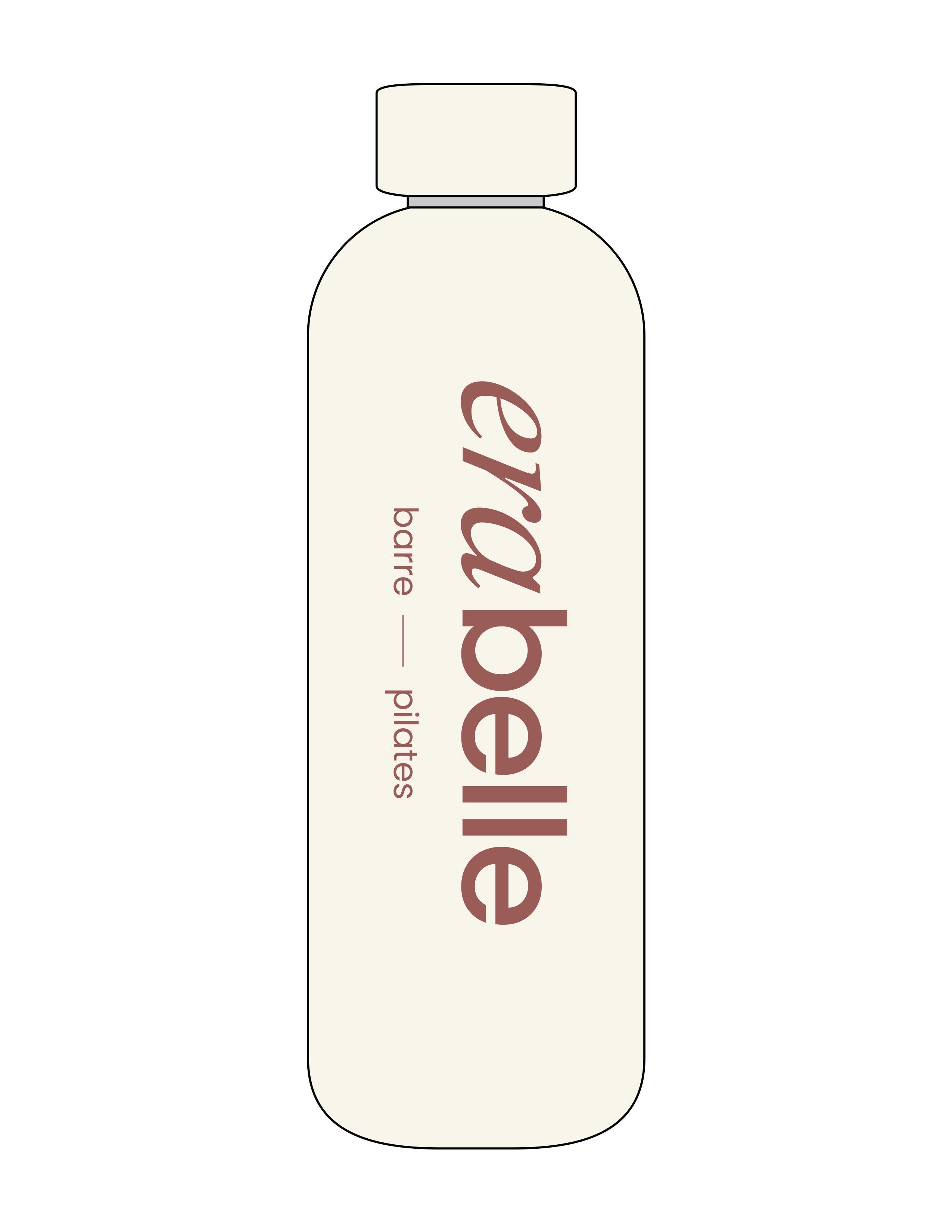 The Water Bottle - Off White - Erabelle - Center Body Stacked - Printed - Brown