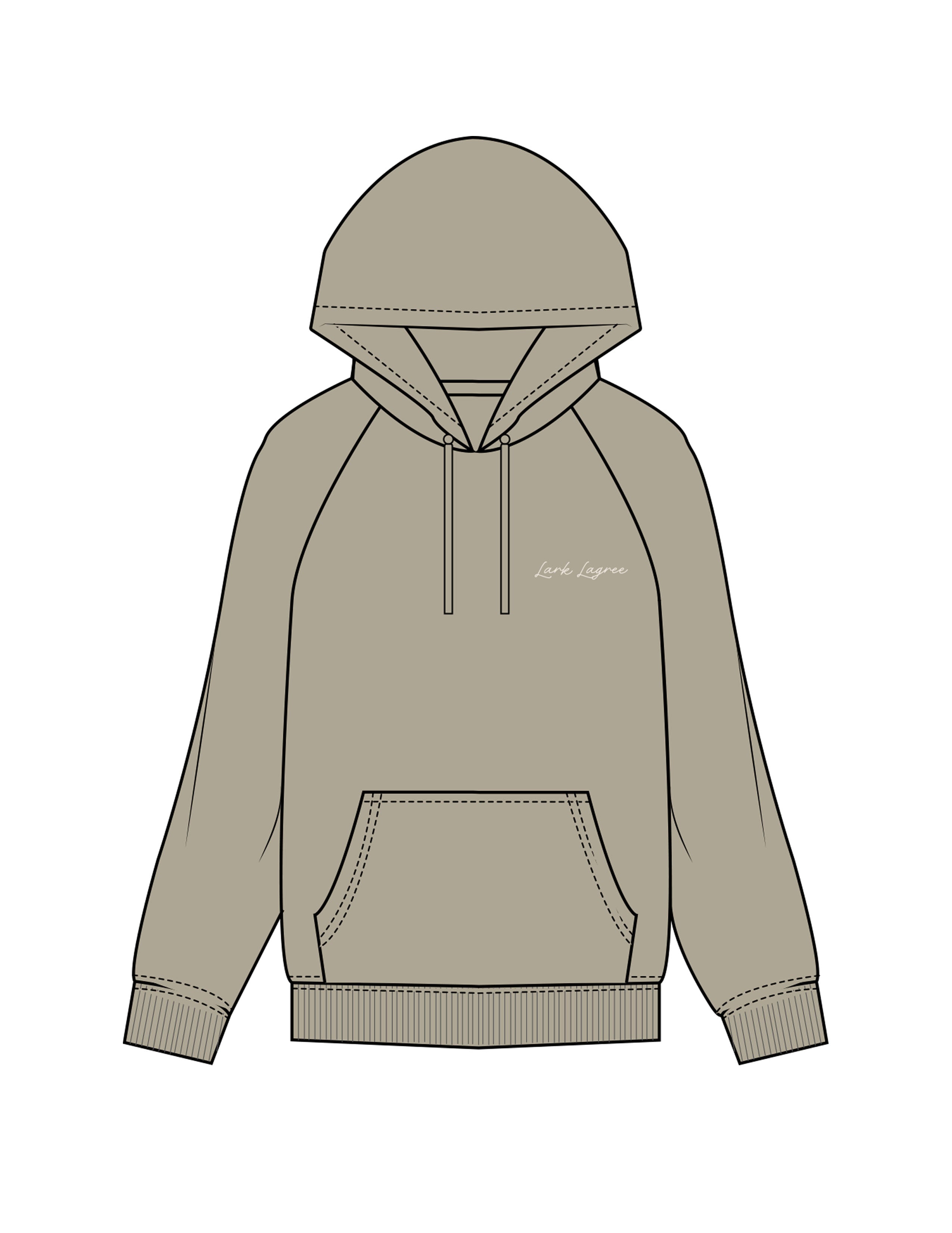 The Womens Heavyweight Hoodie - Eucalyptus - Pure Movement LARK - Left Chest - Embroidered - Almond