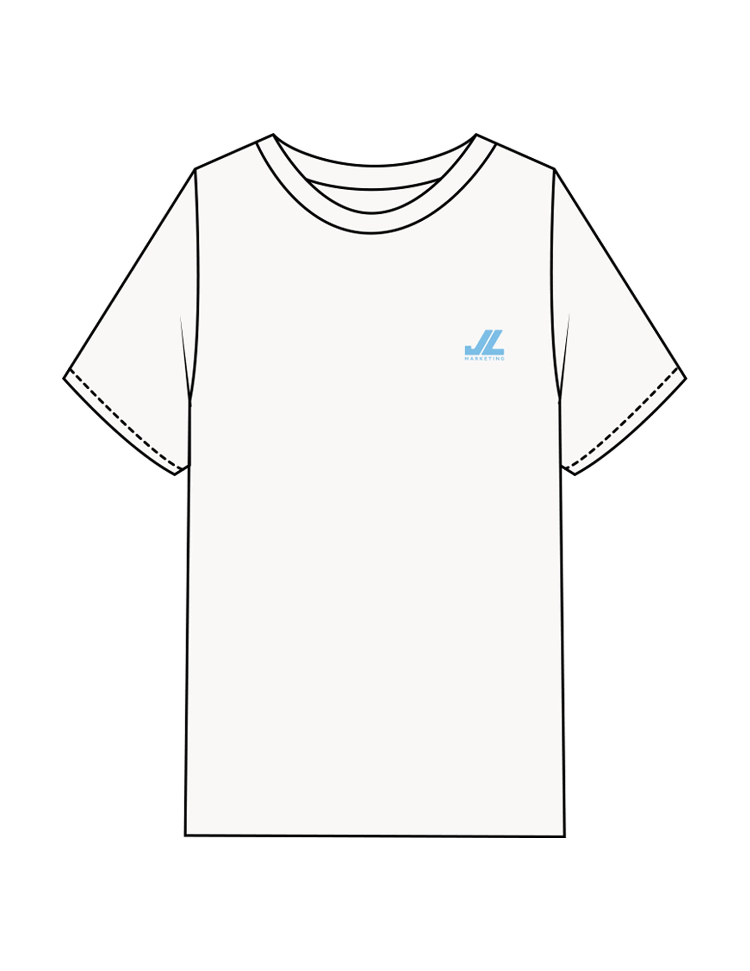 The Mens Heavyweight Tee - Washed Off White - JL Marketing - Left Chest & Back Image - Printed - Light Blue