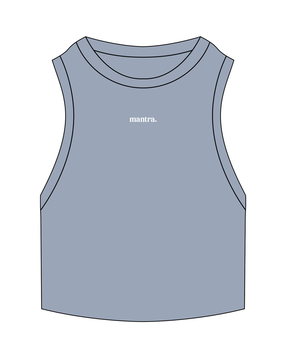 The Ribbed Crop Tank - Powder - Mantra - Center Chest - Embroidered - White