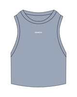 The Ribbed Crop Tank - Powder - Mantra - Center Chest - Embroidered - White