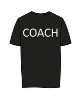 The Womens Tee - Black - Fitbody - Left Chest Stacked & Back Center "COACH" - White