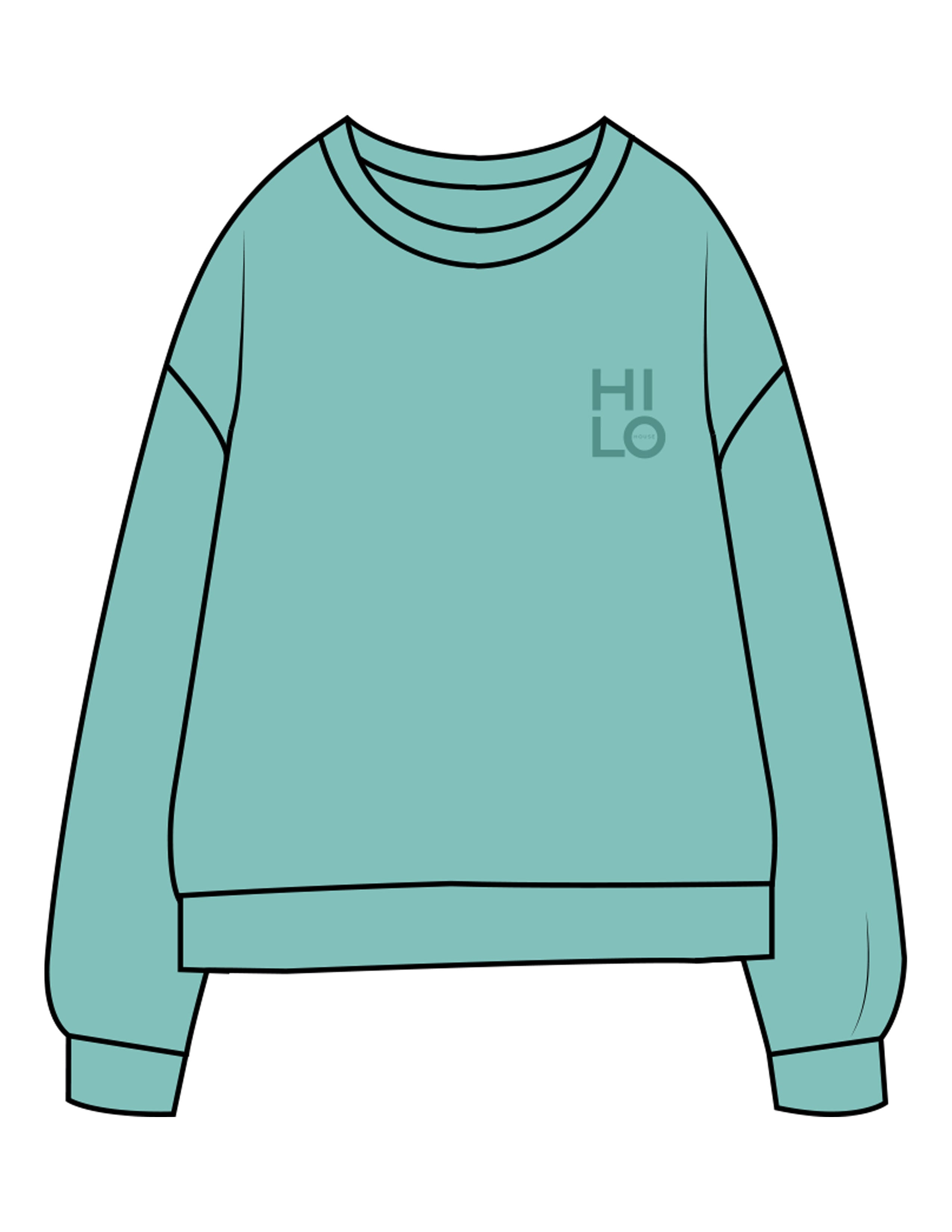 The Midweight Unisex Crewneck - Washed Mint - HiLo - Left Chest & Back Stacked "SORRY" - Printed - Tone on Tone