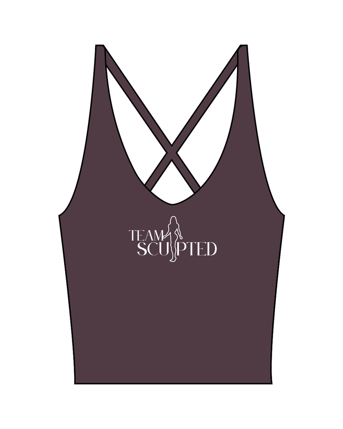 The Sporty Strappy Tank - Purple - Team Sculpted - Center Chest Logo & Center Back - Printed - White