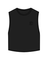 The Crop Muscle Tank - Black - Evolve Collective - Left Chest & Back Stacked - Printed - Tone on Tone