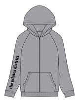 The Recycled Unisex Zip Hoodie - Heather - THE PILATES DISTRICT - Right Sleeve - Printed - Black