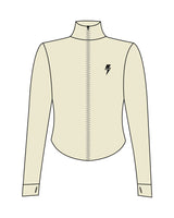 The 3/4 Crop Zip Jacket - Beige - HiLo - Left Chest - Printed - Black