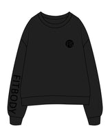 The Womens Crewneck - Black - Krista - Left Chest & Right Sleeve - Tone on Tone