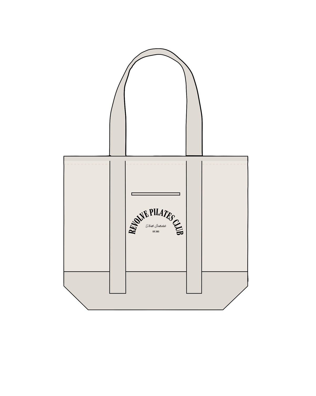 The Contrast Tote Bag - Natural / Natural - Revolve Pilates - Center Chest Arc Stacked - Printed - Black