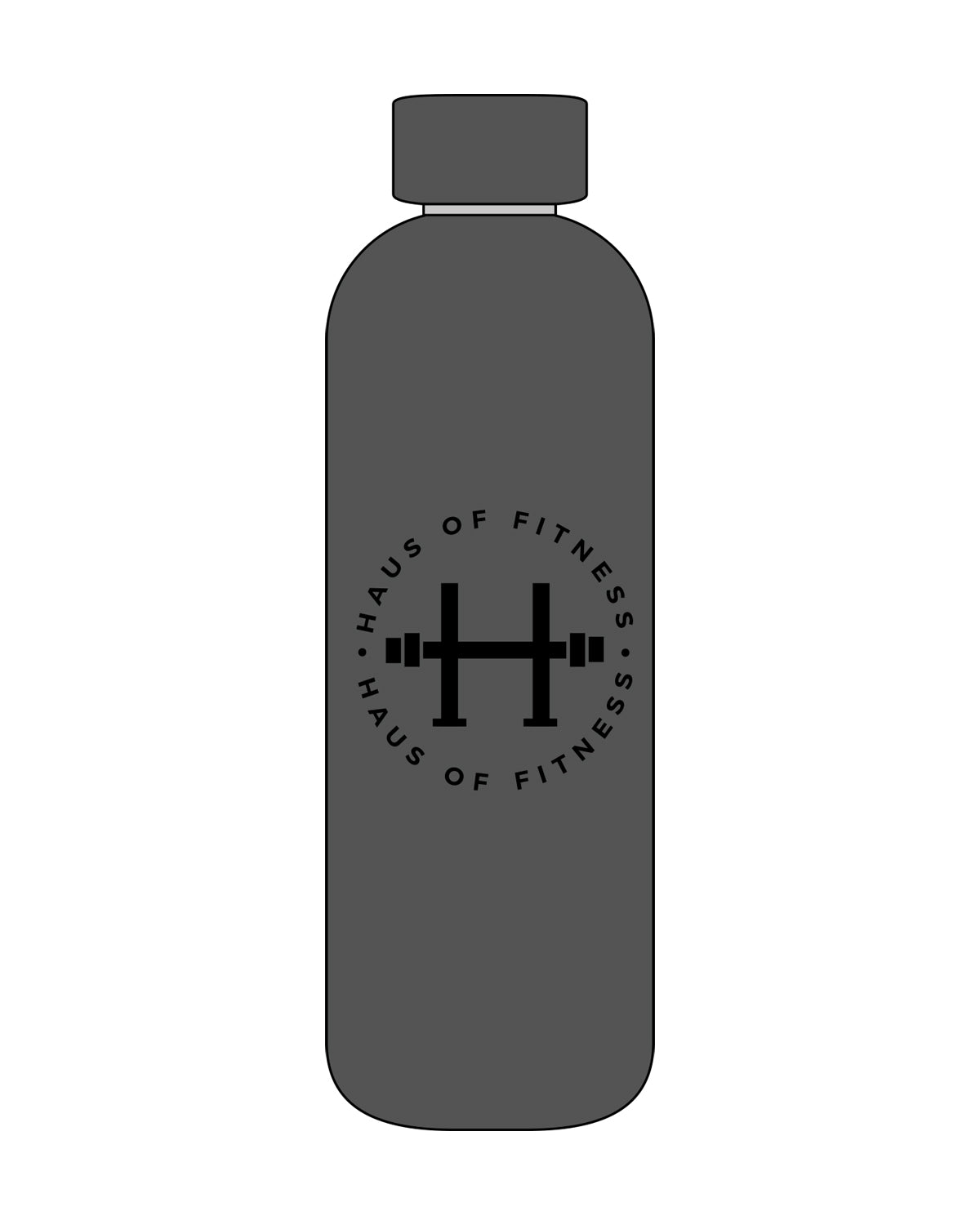 The Water Bottle - Charcoal - Front Round Stacked - Black