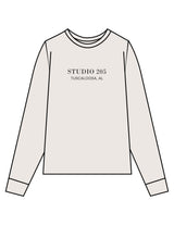 The Mens Long Sleeve - Bone - Studio 205 - Chest Stacked & Back Stacked - Printed - Charcoal