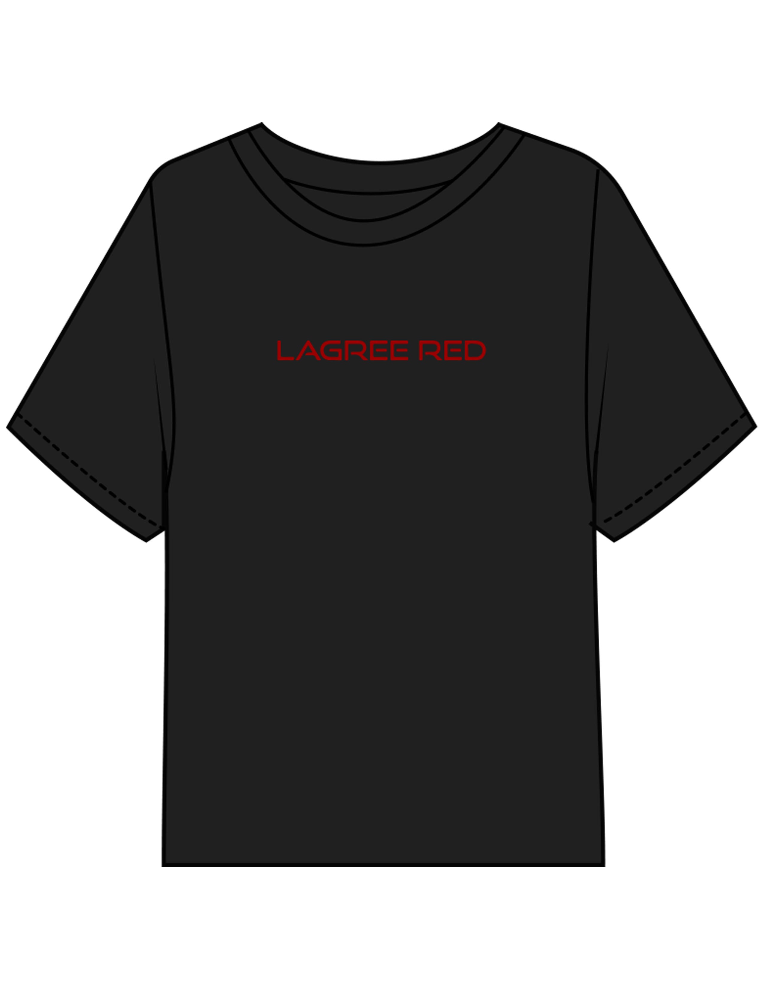 The Midweight Crop Tee - Black - Lagree Red - Center Chest & Back Neckline - Printed - Red