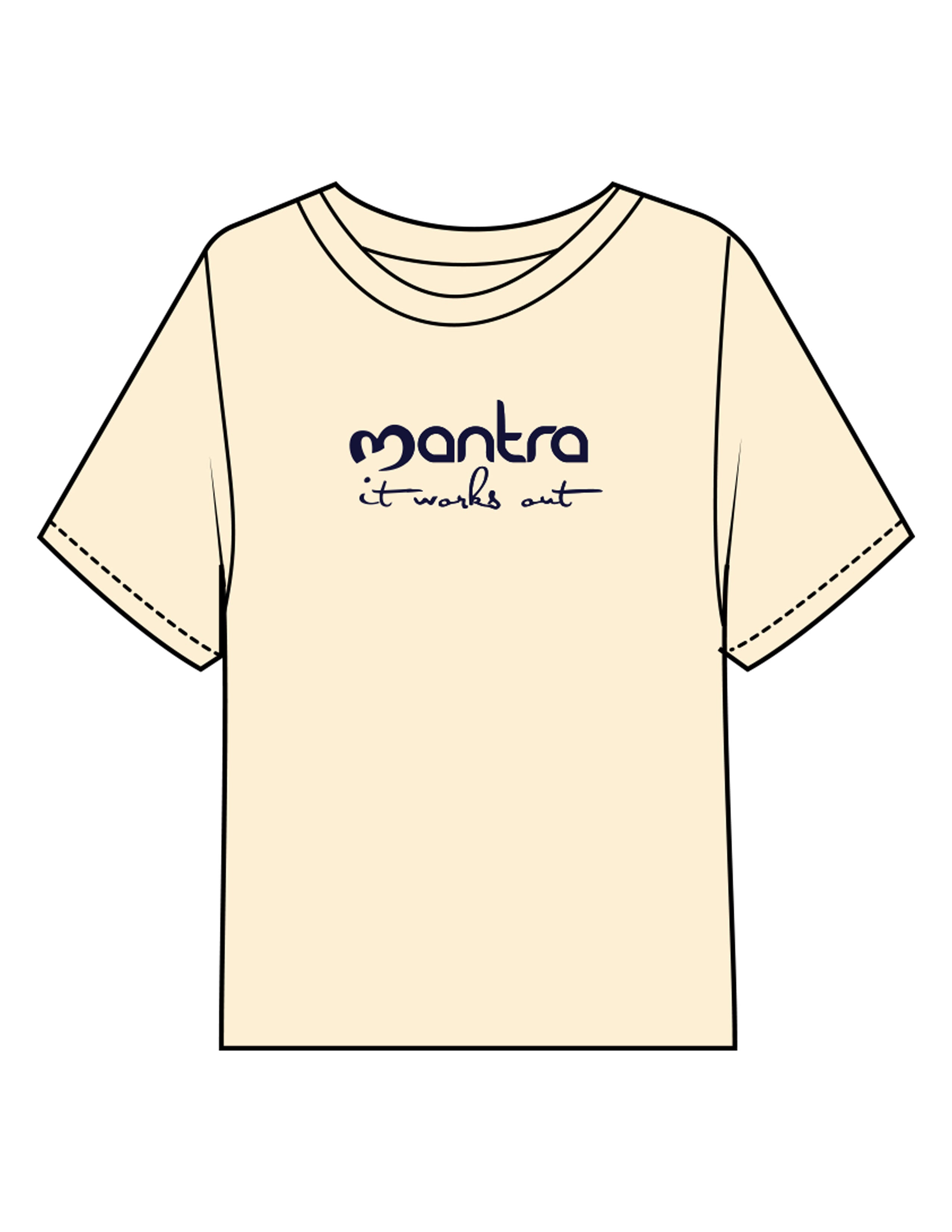 The Midweight Crop Tee - Lemon - Mantra - Center Chest & Back Neckline - Printed - Navy