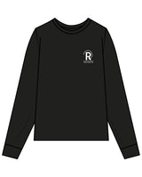 The Womens Oversized Long Sleeve - Black - Reform Fitness - Left Chest & Center Back Stacked - White