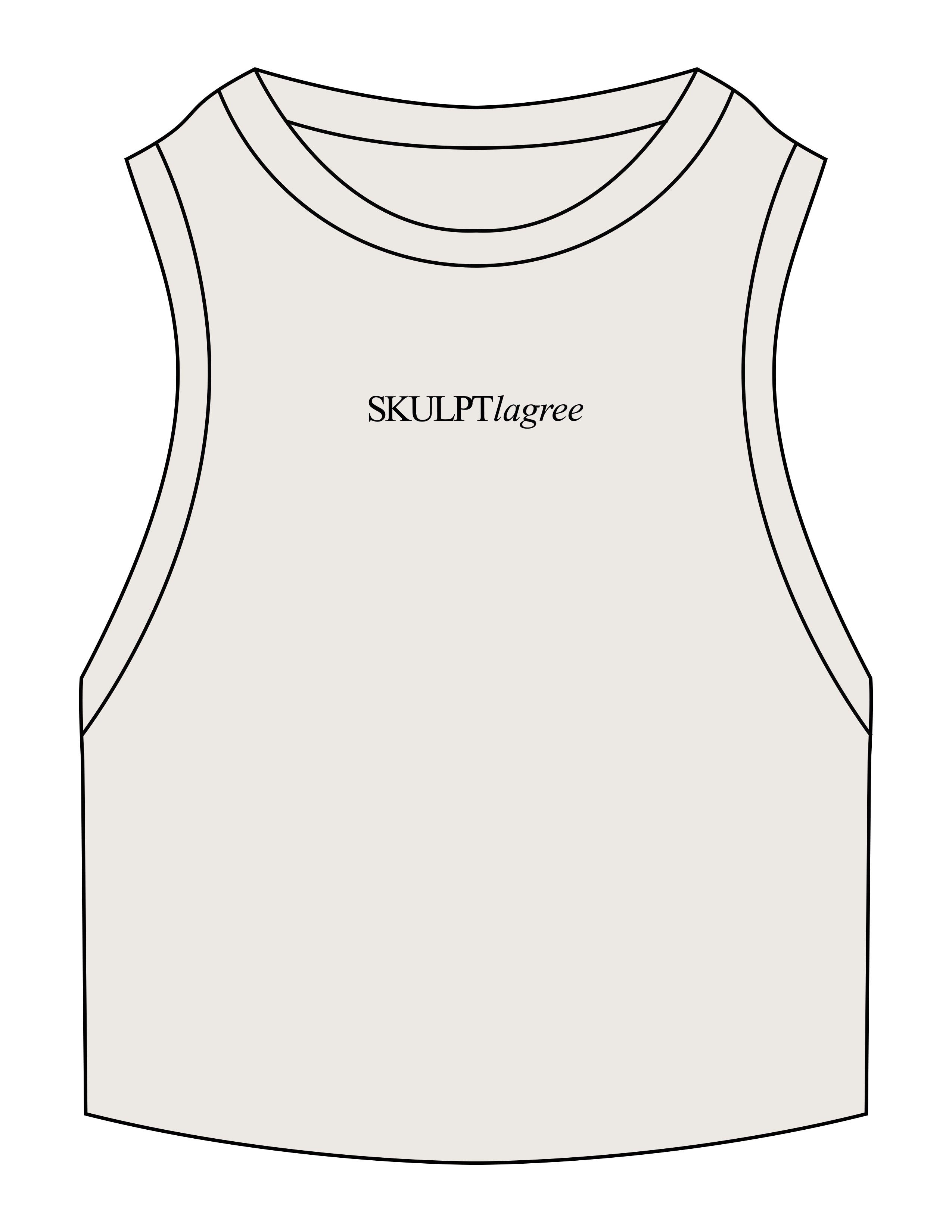 The Ribbed Crop Tank - Bone - Skulpt Lagree - Center Chest - EMB - Black