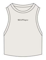 The Ribbed Crop Tank - Bone - Skulpt Lagree - Center Chest - EMB - Black