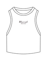 The Ribbed Crop Tank - White - Forme Barre Nantucket - Center Chest Stacked - Embroidered - Black