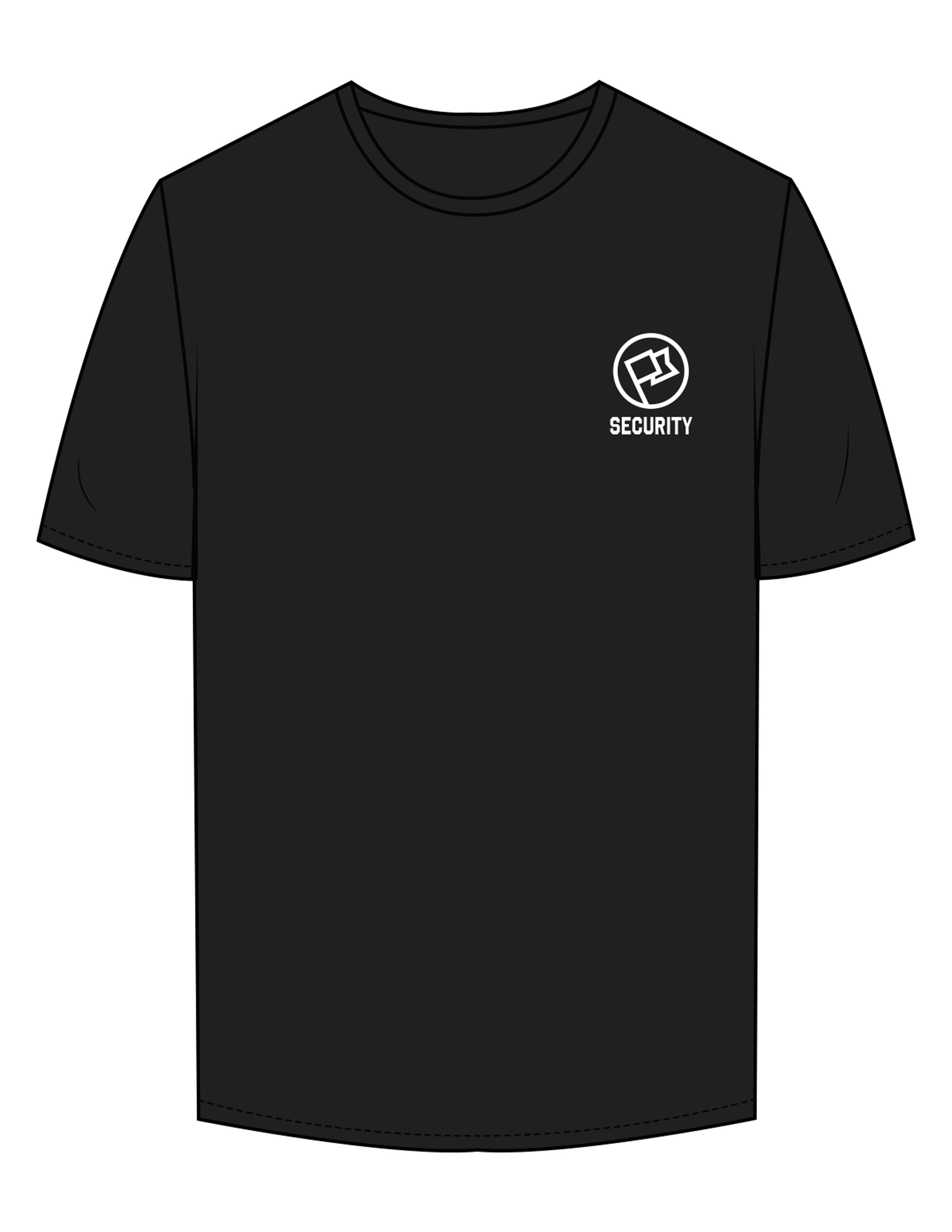 The Mens Tee - Black - Anthem Church - Left Chest Stacked & Center Back "SECURITY" - Printed - White