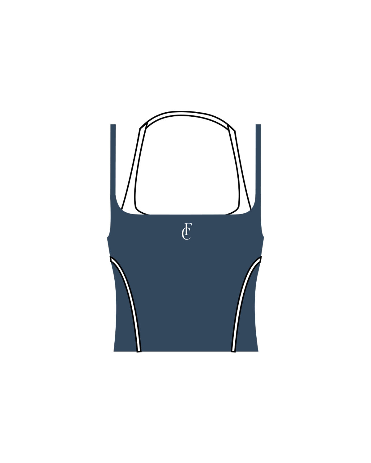 The Piped Tank - Teal - Flowcorps - Center Chest - Printed - White