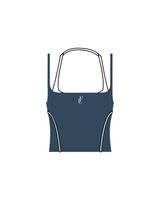 The Piped Tank - Teal - Flowcorps - Center Chest - Printed - White