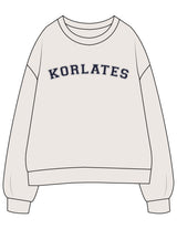 The Womens Crewneck - Bone - KORLATES FITNESS - Center Chest "KORLATES" - Printed - Full Color
