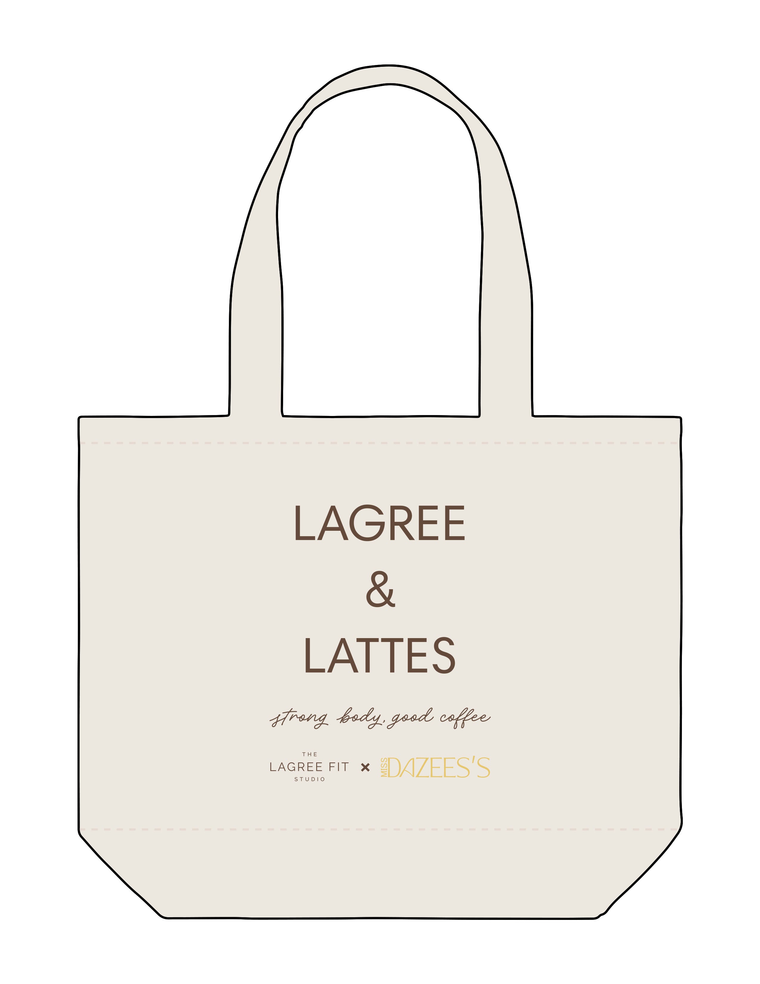 The Tote Bag - Natural - Lagree Fit Studio - Full Body Stacked - Printed - Full Color