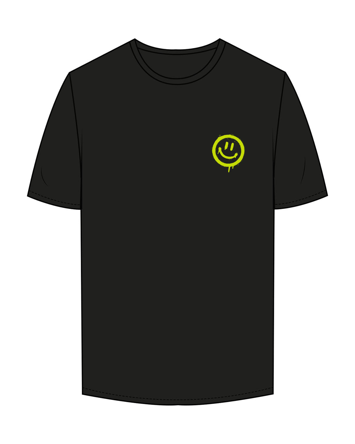 The Mens Tee - Black - Mega NJ - Left Chest Smiley & Center Back Stacked - Printed - Full Color