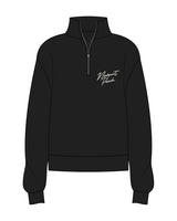 The Womens 1/4 Zip - Black - Newport Peach - Left Chest Stacked - Off White