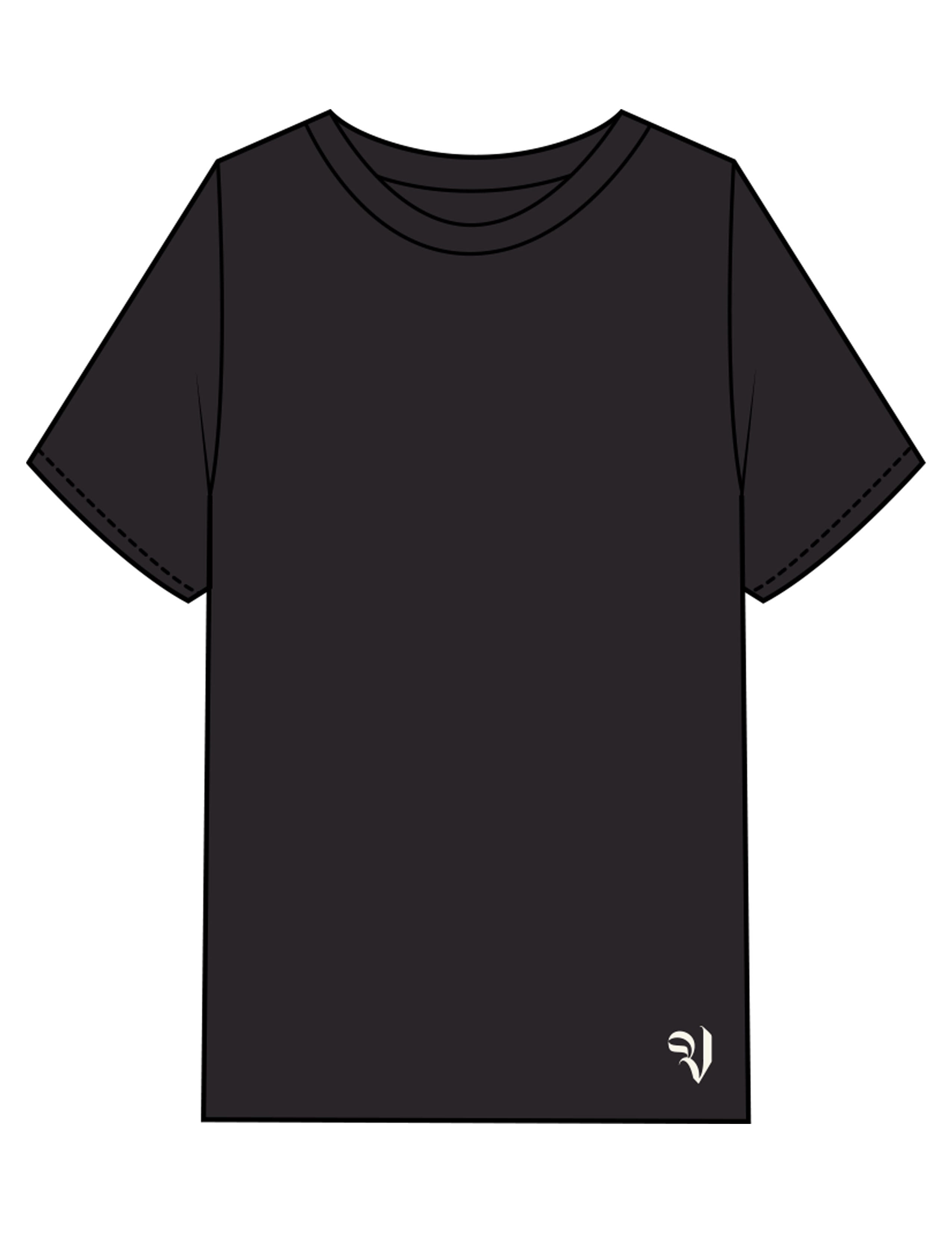 The Mens Heavyweight Tee - Black Stone - The Vault - Front Bottom Left & Back Stacked - Printed - Off White