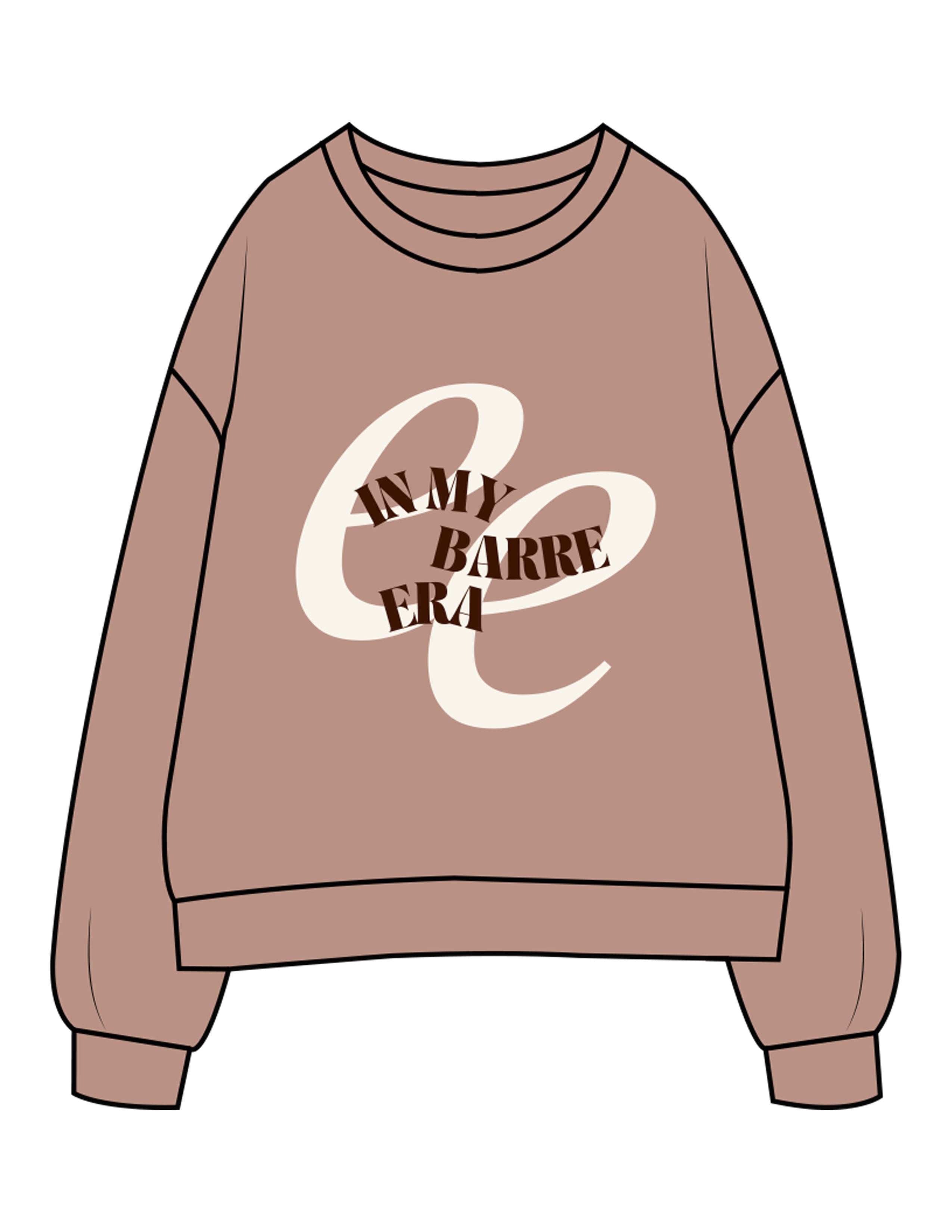 The Womens Crewneck - Clay - Erabelle - Center Chest "BARRE" - Printed - Full Color
