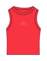 The Micro Rib Racer Crop - Red - Village Yoga - Center Chest Stacked - Embroidered - White