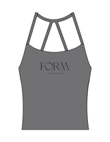 The Womens Sporty Tank - Grey - Form Charleston - Center Chest Stacked - Printed - Black