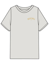 The Mens Heavyweight Tee - Washed Bone - REFORA - Left Chest Arc Stacked & Back Stacked - Printed - Gold
