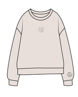 The Midweight Unisex Crewneck - Washed Ivory - Cuore Pilates Studio - Center Chest & Left Wrist - Back Stacked - Printed - Cypress