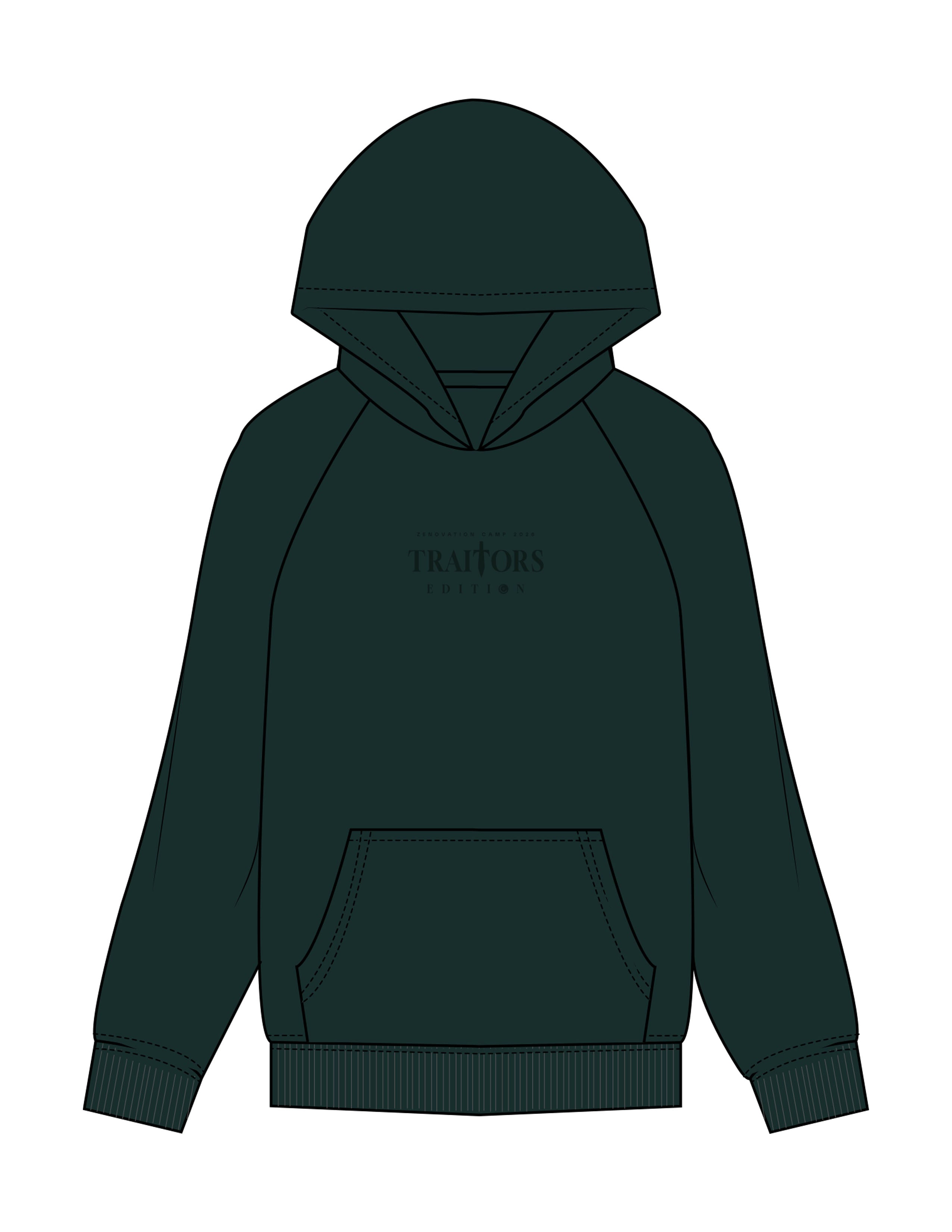 The Mens Hoodie - Pine Green - ZENERGY CYCLING - Center Chest Stacked - Embroidered - Tone on Tone
