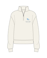 The Womens 1/4 Zip - Off White - NAVY NOO - Left Chest Stacked - Bird - Embroidered -Full Color
