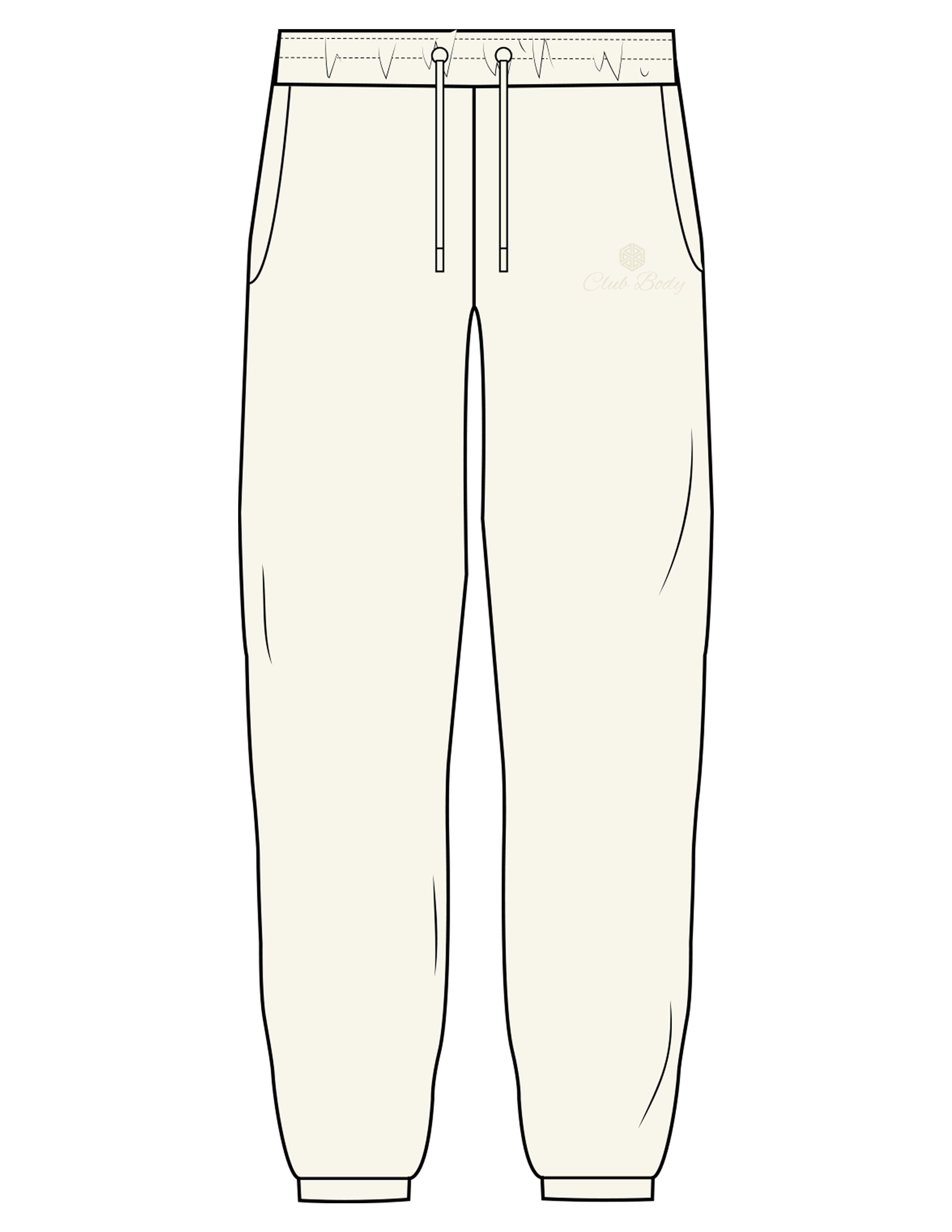 The Mens Classic Sweatpants - Off White - Club Body - Left Leg - Embroidered - Tone on Tone
