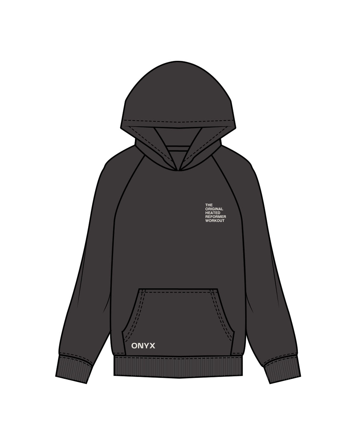 The Mens Hoodie - Washed Black - Onyx Fit - Left Chest & Front Pocket - Back Stacked - Printed - Washed Bone