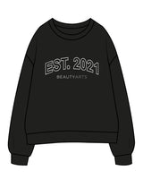 The Womens Crewneck - Black - Beauty Arts - Center Chest Stacked - White