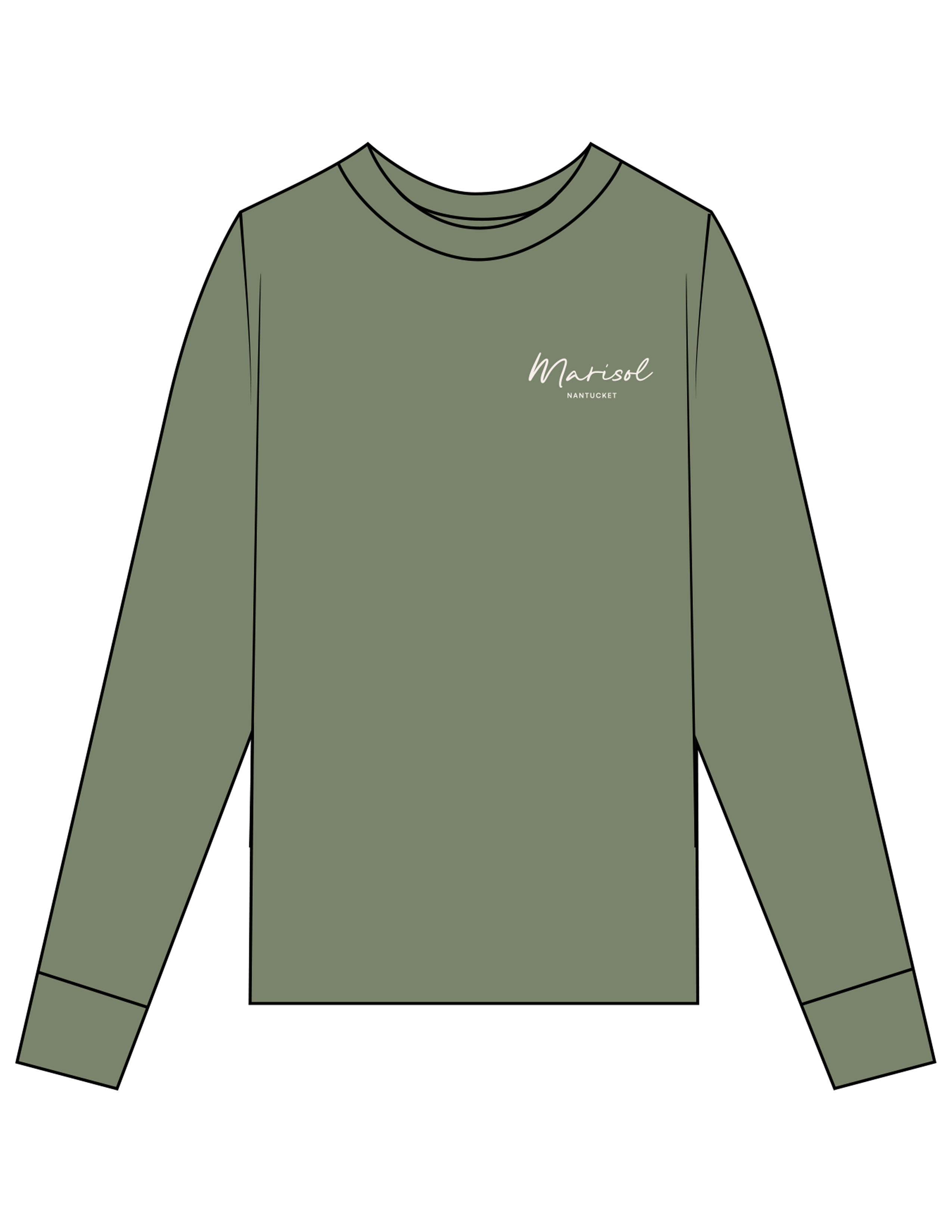 The Unisex Midweight Long Sleeve - Hemp - Forme Barre Nantucket - Left Chest Stacked - Printed - Off White