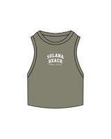 The Ribbed Crop Tank - Eucalyptus - Lisel Lewis - Center Chest - Embroidered - White