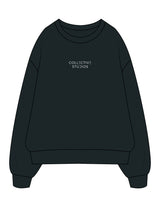 The Mens Crewneck - Pine Green - Collective Studios - Center Chest Stacked - Printed - White