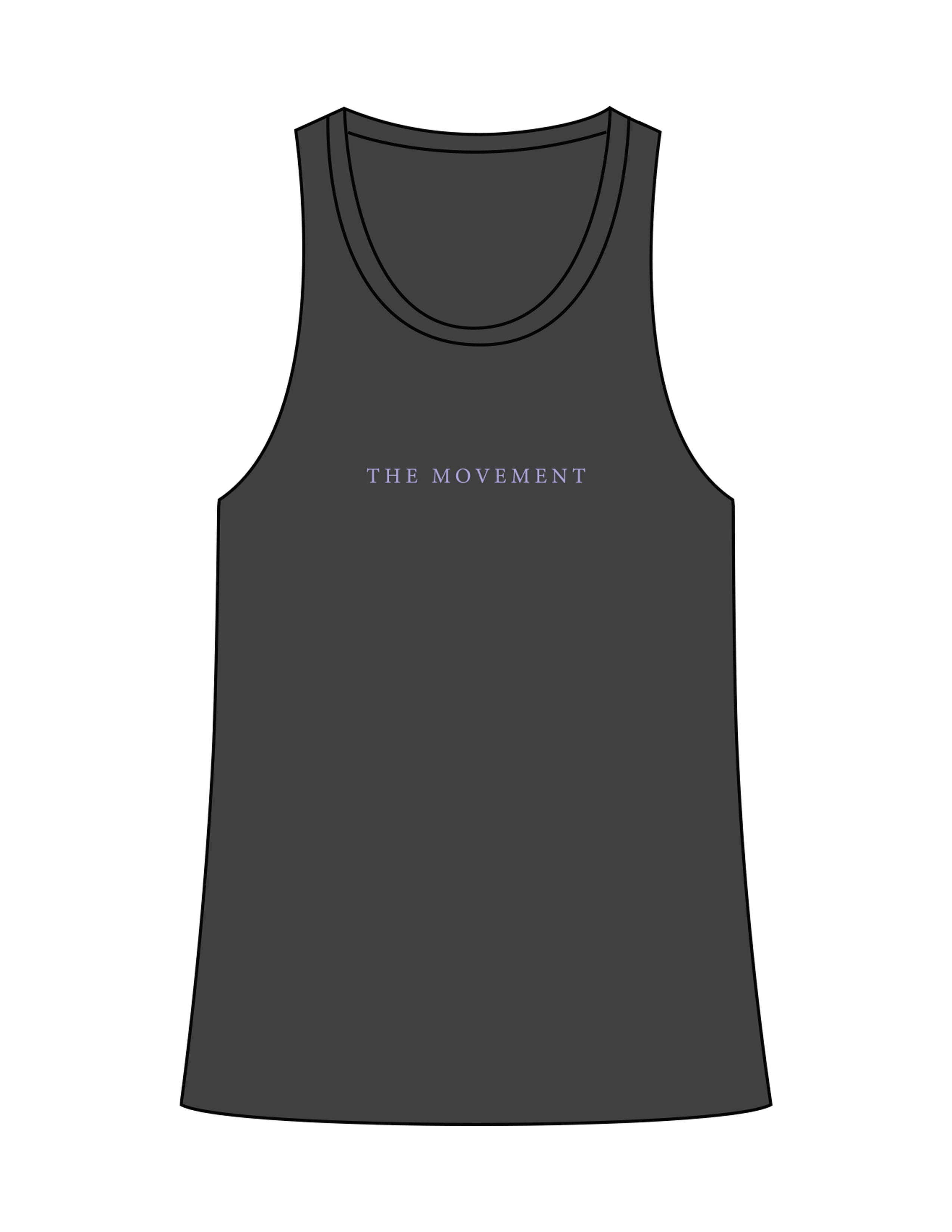 The Womens Full Length Tank - Charcoal - The Mvmt by Amanda - Center Chest & Back Neckline - Printed - Purple