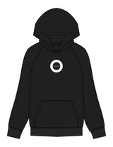 The Mens Hoodie - Black - HiLo - Center Chest Round & Back Vertical - Printed - White