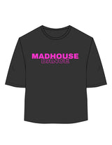 The Womens Oversized Tee - Black - Mad House - Chest Stacked & Back Stacked - Printed - Pink