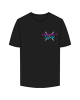 The Mens Tee - Black - Crossfit Trifecta - Left Chest & Back Neckline & Center Stacked - Full Color