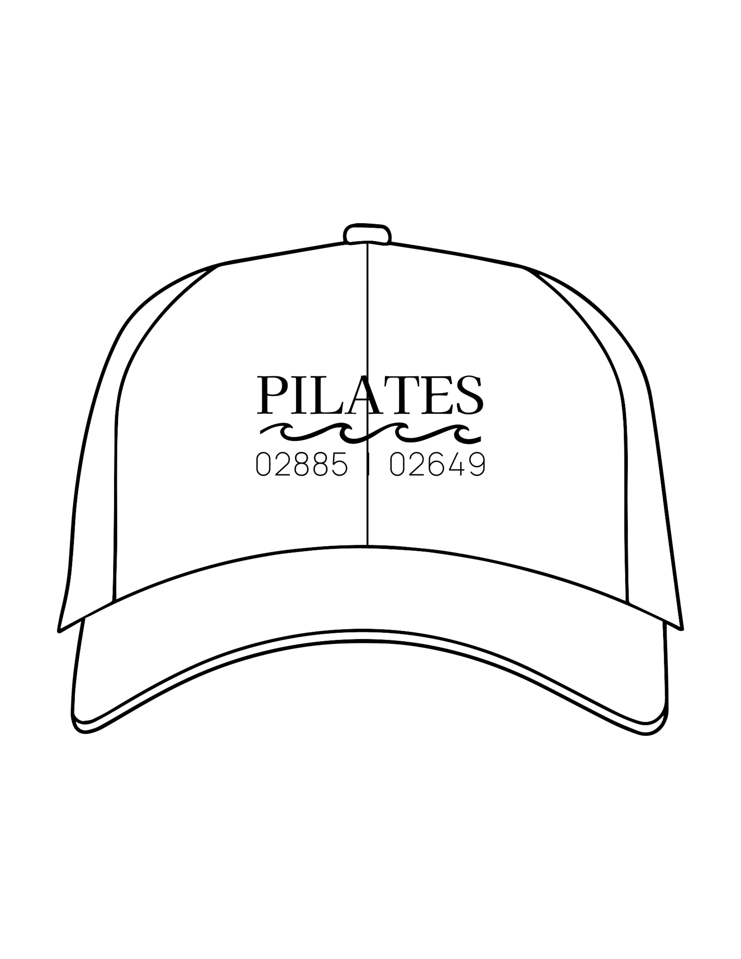 The Dad Hat - White - Studio47 Pilates - Center Crown Stacked - Embroidered - Black