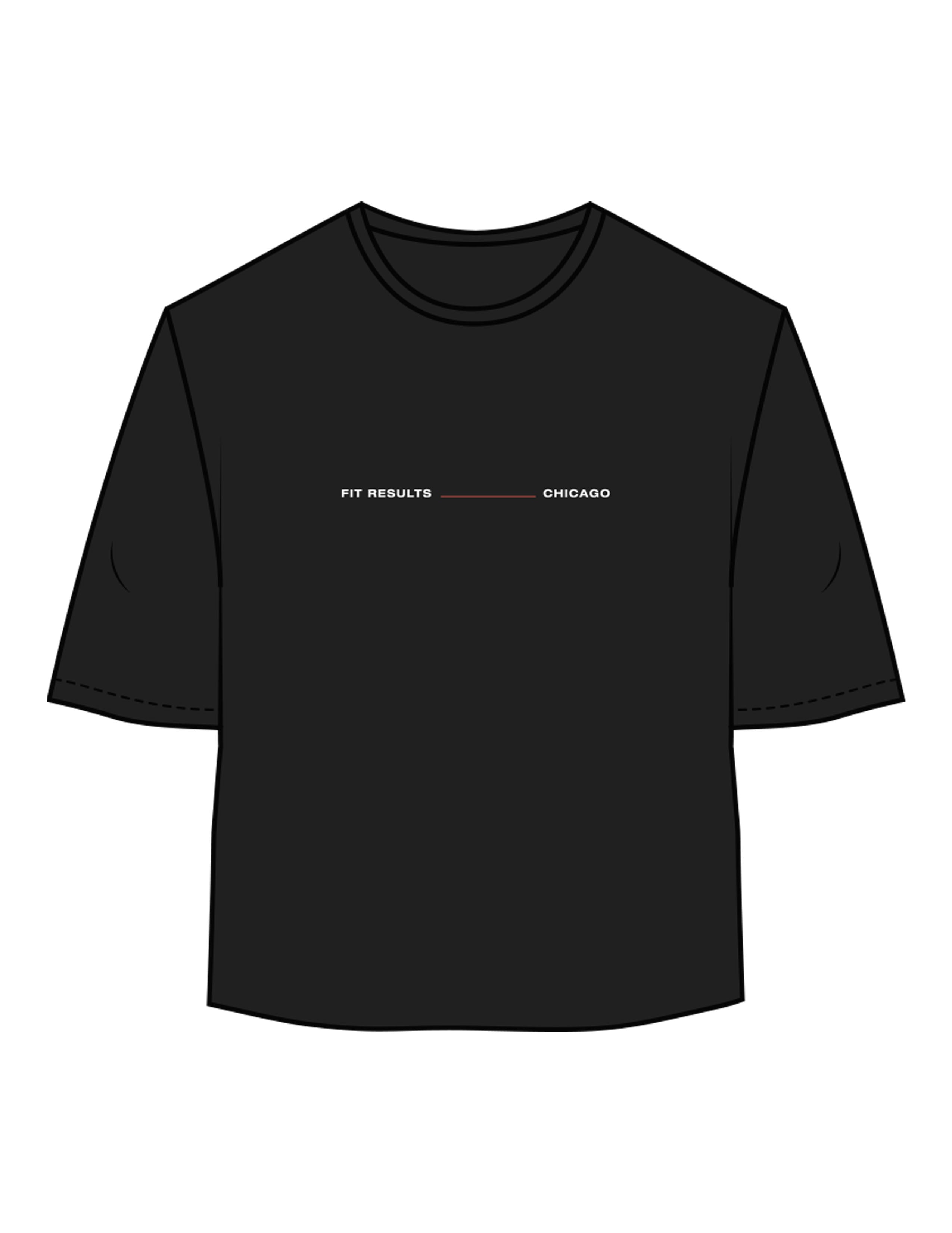 The Oversized Crop Tee - Black - Fit Results - Center Chest & Back Neckline - Full Color