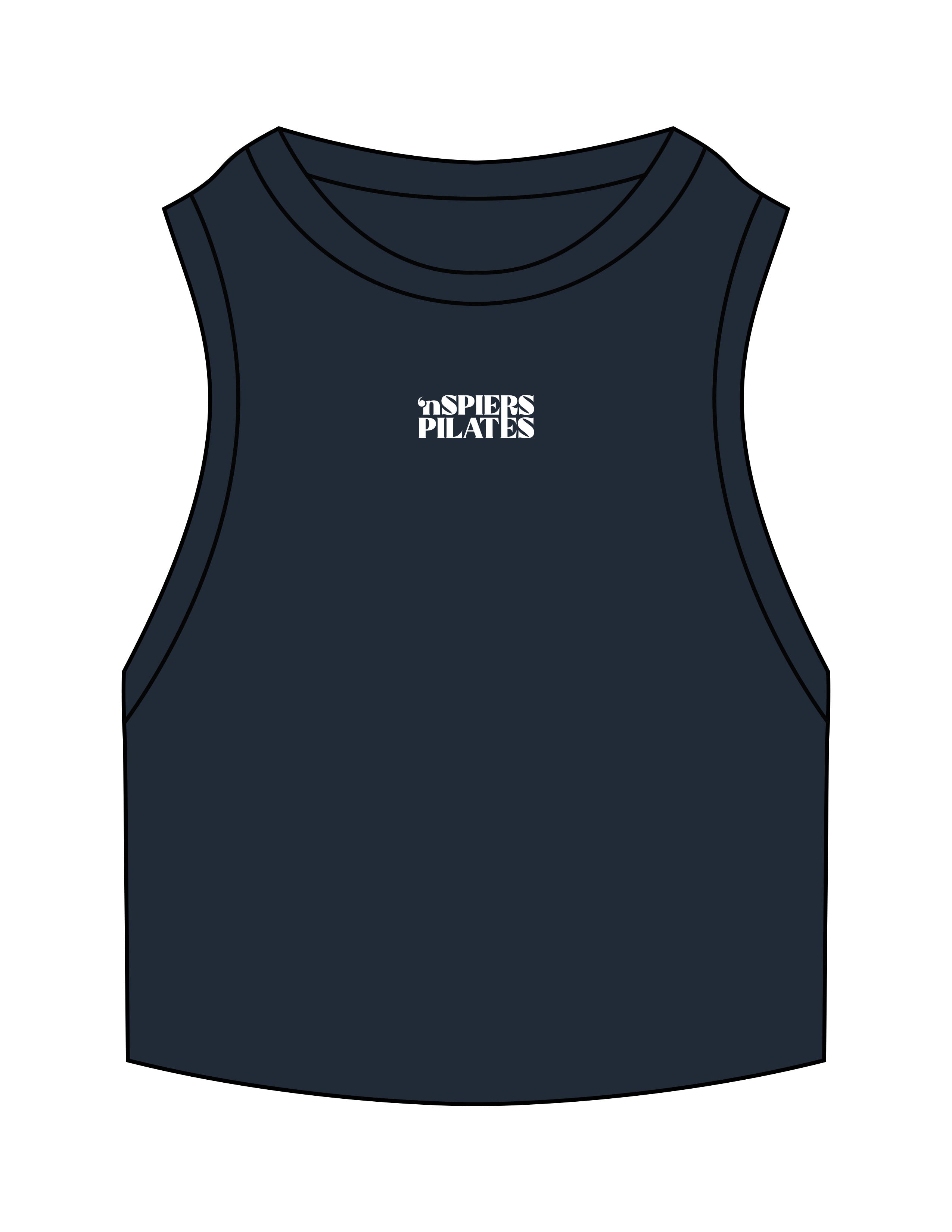 The Ribbed Crop Tank - Navy - NSpiers - Center Chest Stacked - Embroidered - White