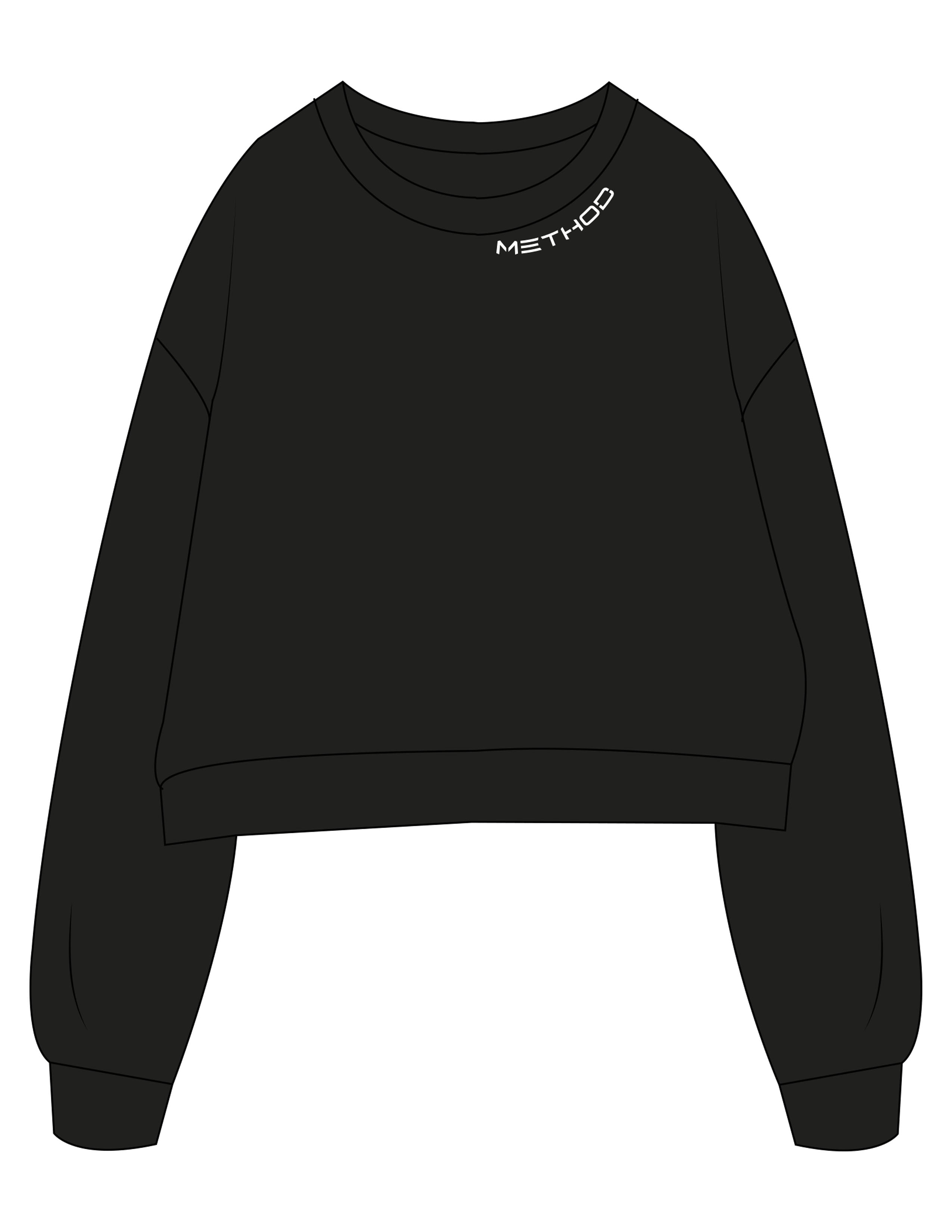 The Oversized Crop - Black - TML - Front Neckline - Embroidered - White